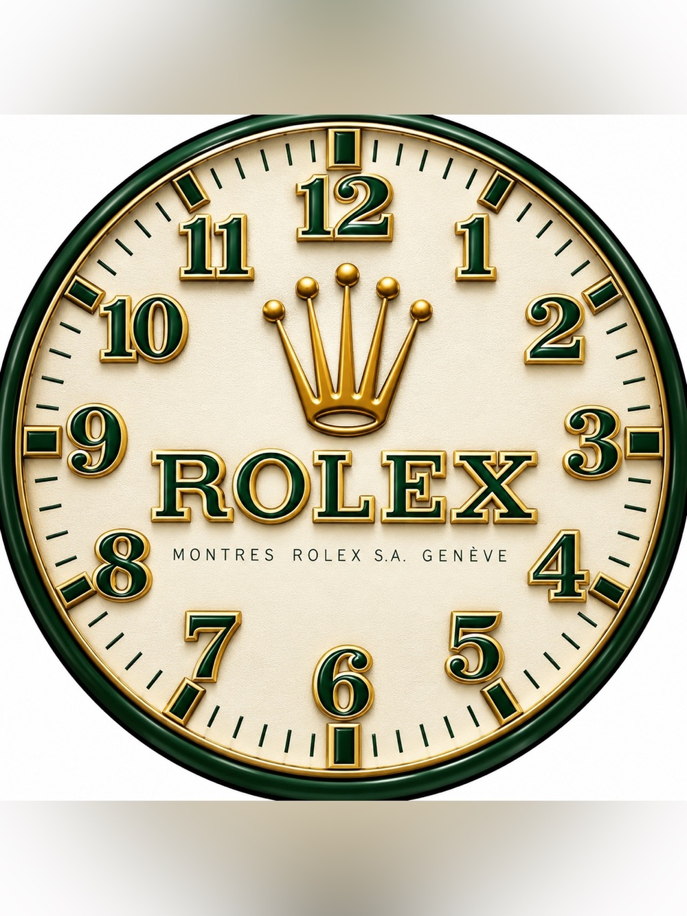 Rolex Green & Gold Branded 9” Wall Clock Face. 🔥25% OFF🔥